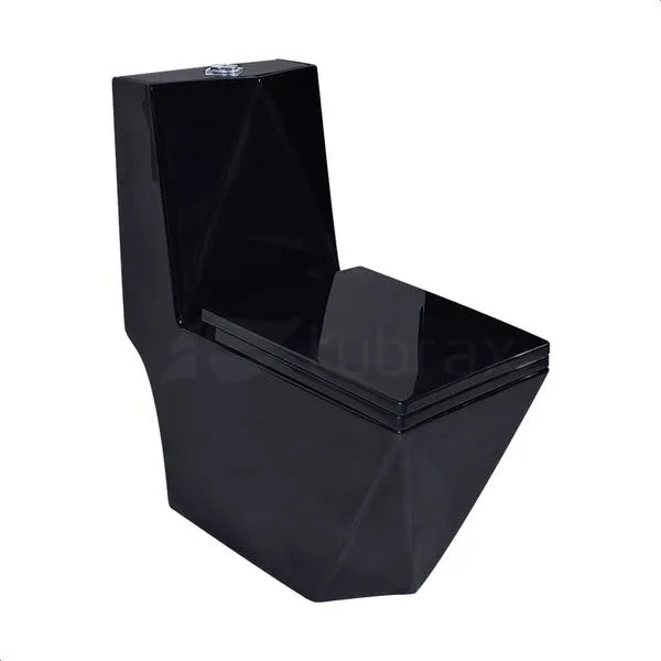 Vaso Sanitário Monobloco Completo Caixa Acoplada Privada Diamante Preto - VAB0020-C